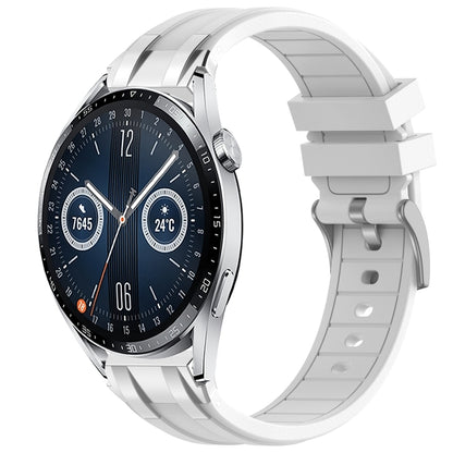 For Huawei Watch GT3 42mm 20mm Quick Release Silver Buckle Royal Silicone Watch Band(White) by bashfashion