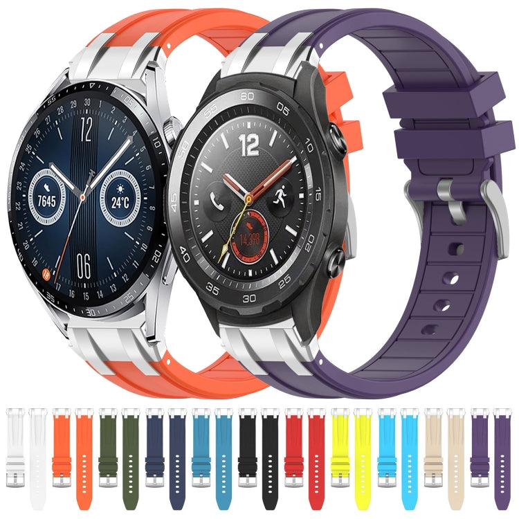 For Huawei Watch GT3 42mm 20mm Quick Release Silver Buckle Royal Silicone Watch Band(White) by bashfashion