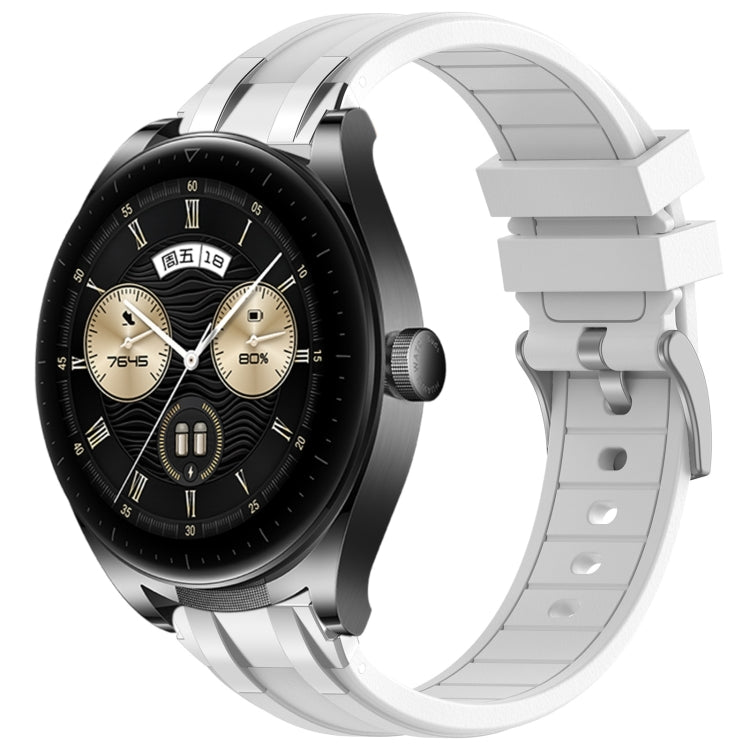 For Huawei Watch Buds 22mm Quick Release Silver Buckle Royal Silicone Watch Band(White) by bashfashion
