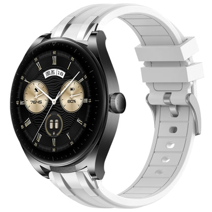 For Huawei Watch Buds 22mm Quick Release Silver Buckle Royal Silicone Watch Band(White) by bashfashion