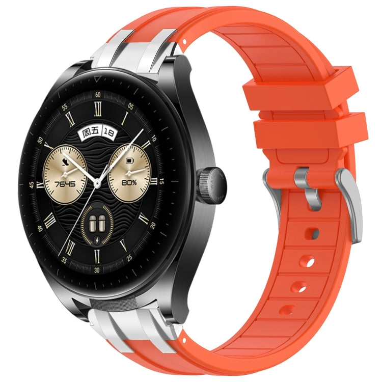 For Huawei Watch Buds 22mm Quick Release Silver Buckle Royal Silicone Watch Band(Orange) by bashfashion