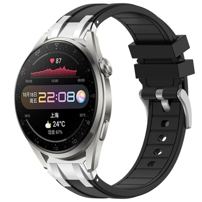For Huawei Watch3 Pro 22mm Quick Release Silver Buckle Royal Silicone Watch Band(Black) by bashfashion