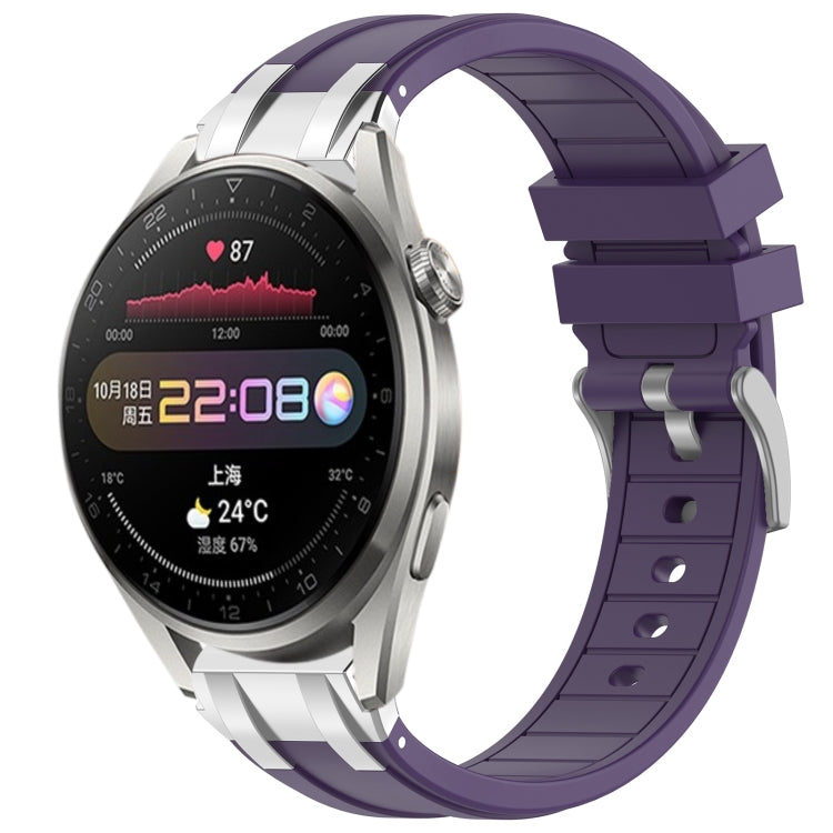 For Huawei Watch3 Pro 22mm Quick Release Silver Buckle Royal Silicone Watch Band(Purple) by bashfashion