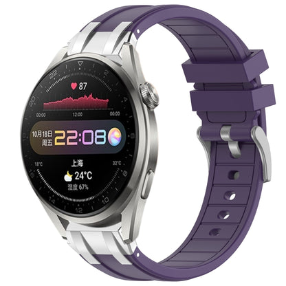 For Huawei Watch3 Pro 22mm Quick Release Silver Buckle Royal Silicone Watch Band(Purple) by bashfashion