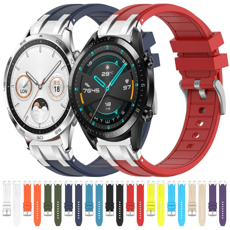 For Huawei Watch GT4 46mm 22mm Quick Release Silver Buckle Royal Silicone Watch Band(White) by bashfashion