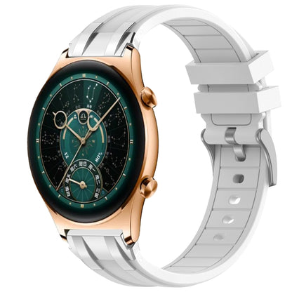 For Honor Watch GS 4 22mm Quick Release Silver Buckle Royal Silicone Watch Band(White) by bashfashion