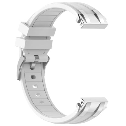 For Honor Watch GS 4 22mm Quick Release Silver Buckle Royal Silicone Watch Band(White) by bashfashion