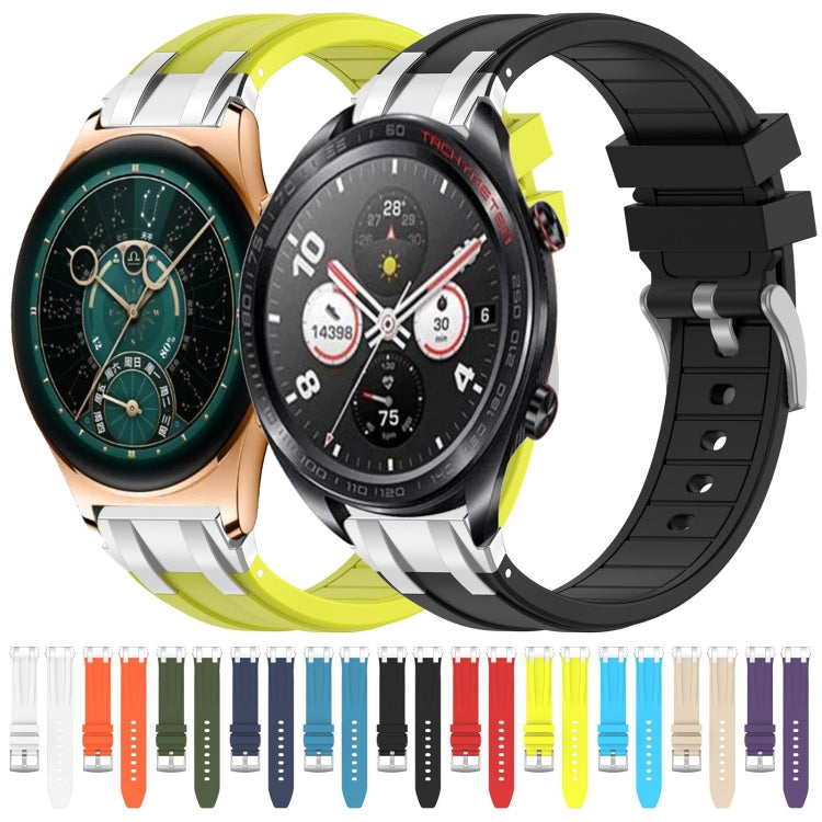 For Honor Watch GS 4 22mm Quick Release Silver Buckle Royal Silicone Watch Band(White) by bashfashion