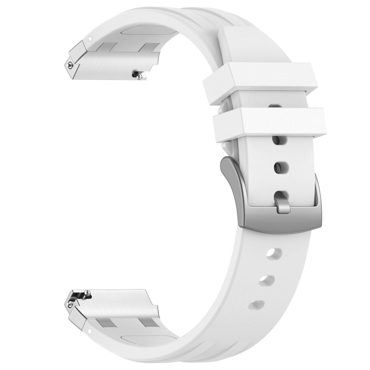 For Garmin Forerunner 255 Music 22mm Quick Release Silver Buckle Royal Silicone Watch Band(White) by bashfashion