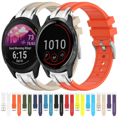 For Garmin Forerunner 255 Music 22mm Quick Release Silver Buckle Royal Silicone Watch Band(White) by bashfashion