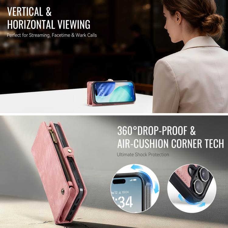 For iPhone 17 CaseMe 008 Detachable Multifunctional Leather Phone Case(Pink) by CaseMe
