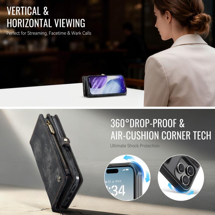 For iPhone 17 Pro CaseMe 008 Detachable Multifunctional Leather Phone Case(Black) by CaseMe