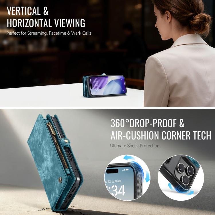 For iPhone 17 Pro Max CaseMe 008 Detachable Multifunctional Leather Phone Case(Blue) by CaseMe