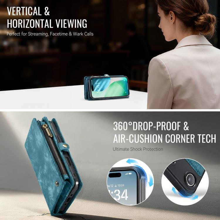 For iPhone Air CaseMe 008 Detachable Multifunctional Leather Phone Case(Blue) by CaseMe