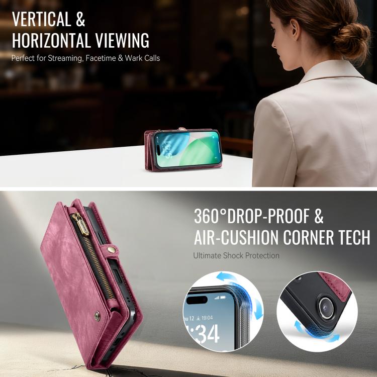 For iPhone Air CaseMe 008 Detachable Multifunctional Leather Phone Case(Red) by CaseMe