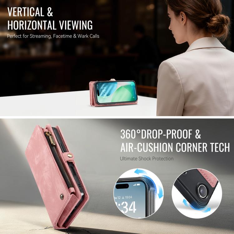 For iPhone Air CaseMe 008 Detachable Multifunctional Leather Phone Case(Pink) by CaseMe