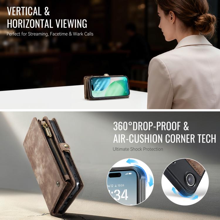 For iPhone Air CaseMe 008 Detachable Multifunctional Leather Phone Case(Brown) by CaseMe