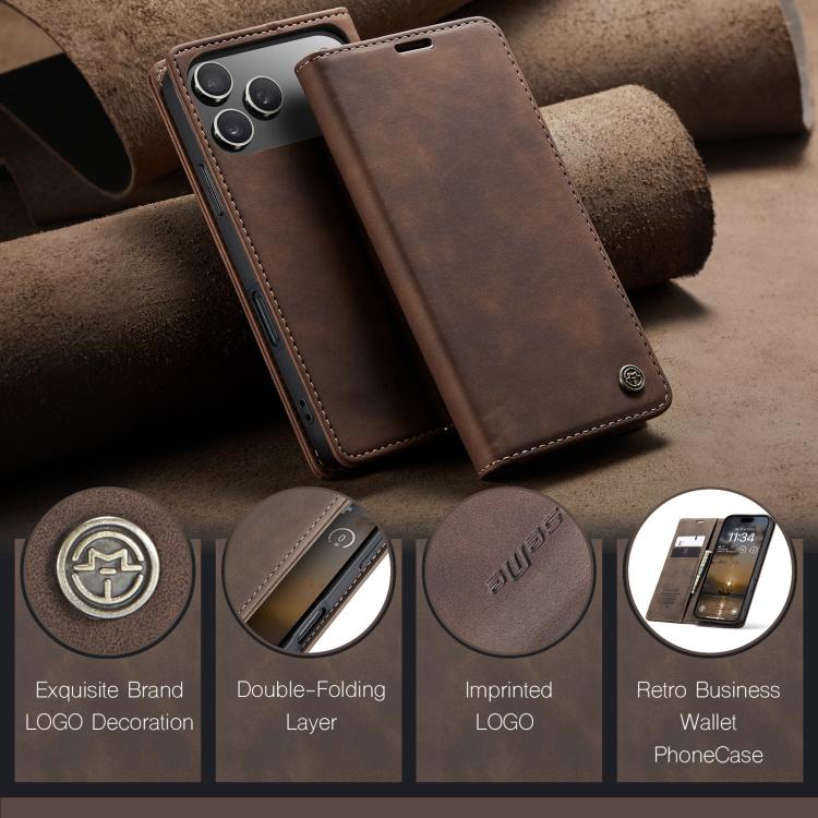 For iPhone 17 Pro Max CaseMe 013 Multifunctional Horizontal Flip Leather Phone Case(Coffee) by CaseMe