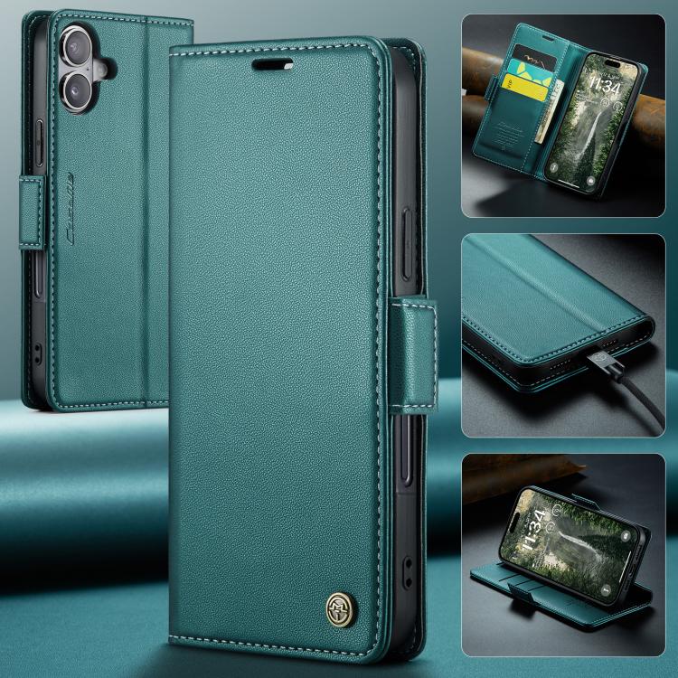 For iPhone 17 CaseMe 023 Butterfly Buckle Litchi Texture RFID Anti-theft Leather Phone Case(Green) by CaseMe