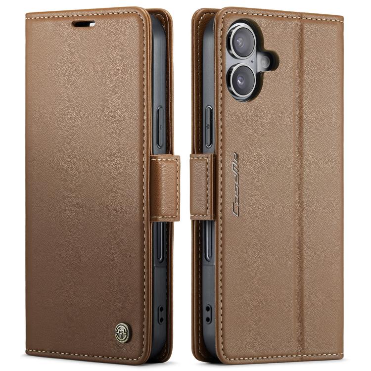For iPhone 17 CaseMe 023 Butterfly Buckle Litchi Texture RFID Anti-theft Leather Phone Case(Brown) by CaseMe