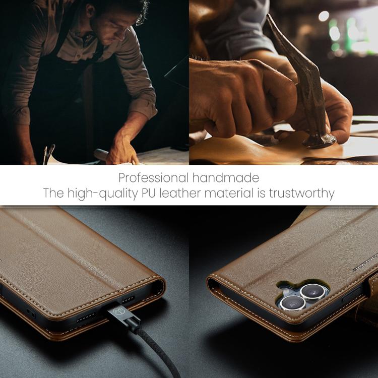 For iPhone 17 CaseMe 023 Butterfly Buckle Litchi Texture RFID Anti-theft Leather Phone Case(Brown) by CaseMe
