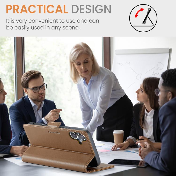 For iPhone 17 CaseMe 023 Butterfly Buckle Litchi Texture RFID Anti-theft Leather Phone Case(Brown) by CaseMe