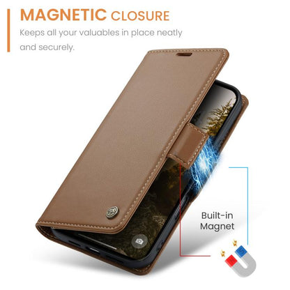 For iPhone 17 CaseMe 023 Butterfly Buckle Litchi Texture RFID Anti-theft Leather Phone Case(Brown) by CaseMe
