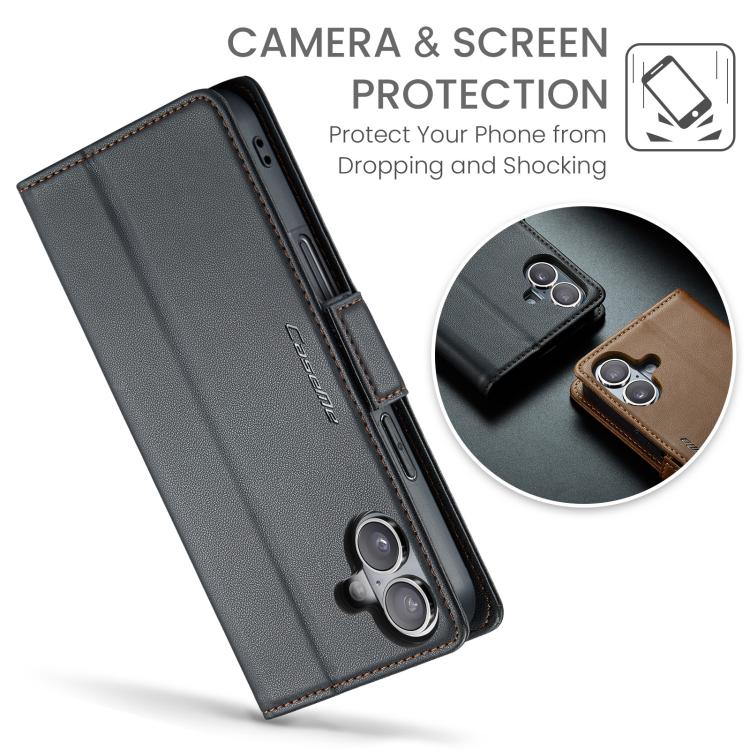 For iPhone 17 CaseMe 023 Butterfly Buckle Litchi Texture RFID Anti-theft Leather Phone Case(Black) by CaseMe