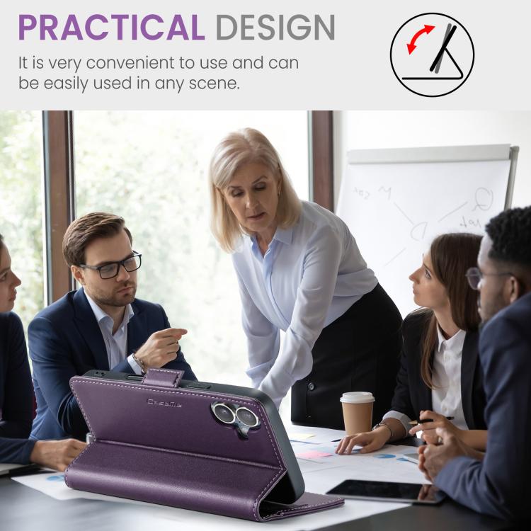 For iPhone 17 CaseMe 023 Butterfly Buckle Litchi Texture RFID Anti-theft Leather Phone Case(Purple) by CaseMe