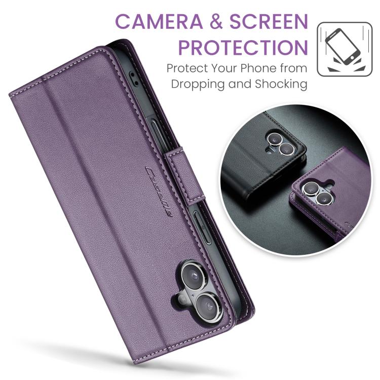 For iPhone 17 CaseMe 023 Butterfly Buckle Litchi Texture RFID Anti-theft Leather Phone Case(Purple) by CaseMe