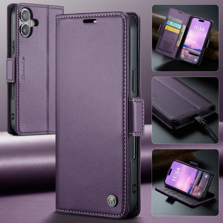 For iPhone 17 CaseMe 023 Butterfly Buckle Litchi Texture RFID Anti-theft Leather Phone Case(Purple) by CaseMe