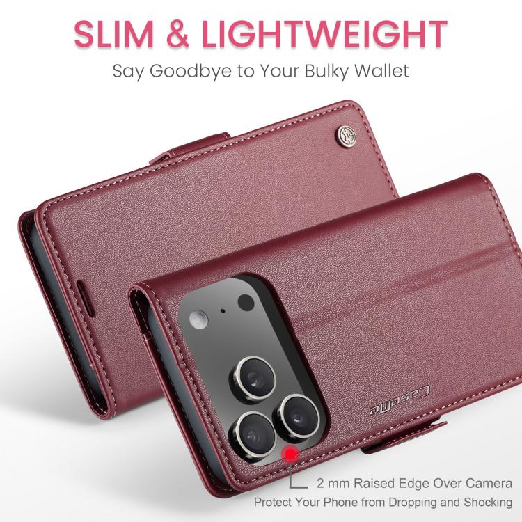 For iPhone 17 Pro CaseMe 023 Butterfly Buckle Litchi Texture RFID Anti-theft Leather Phone Case(Red) by CaseMe