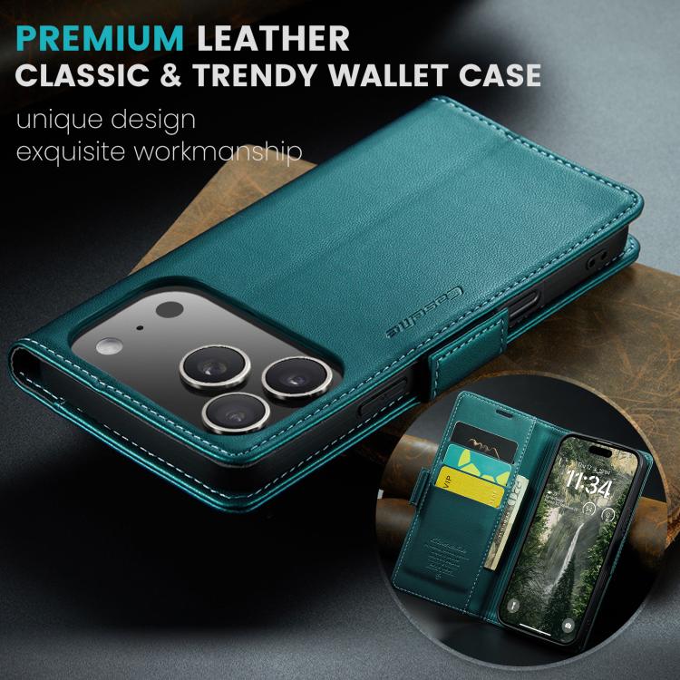 For iPhone 17 Pro CaseMe 023 Butterfly Buckle Litchi Texture RFID Anti-theft Leather Phone Case(Green) by CaseMe