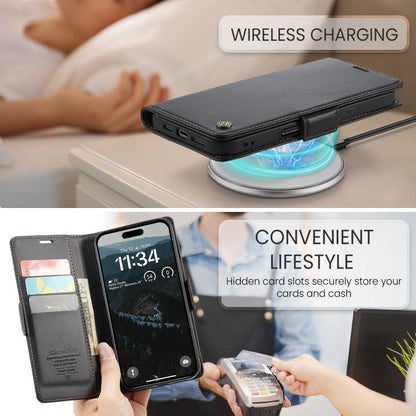 For iPhone 17 Pro CaseMe 023 Butterfly Buckle Litchi Texture RFID Anti-theft Leather Phone Case(Black) by CaseMe