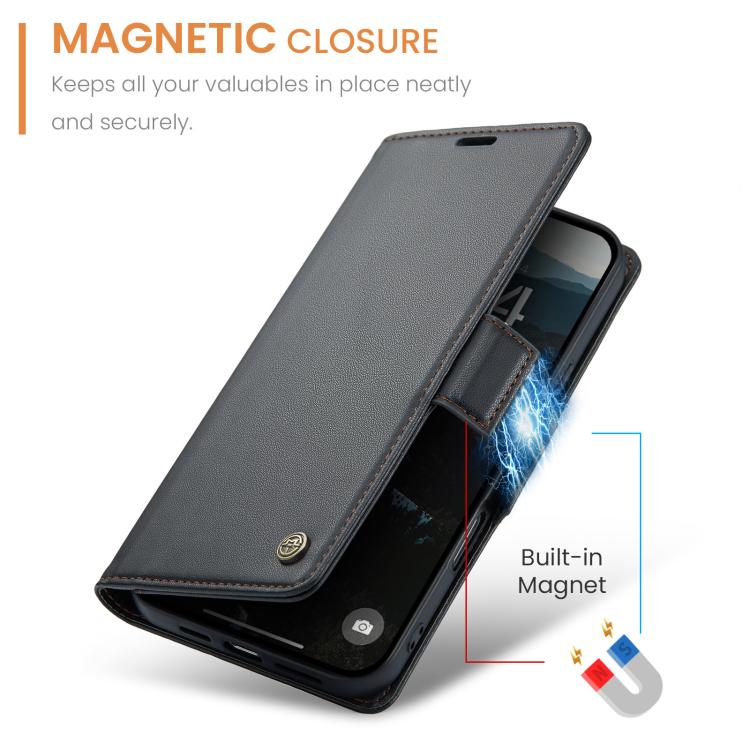 For iPhone 17 Pro CaseMe 023 Butterfly Buckle Litchi Texture RFID Anti-theft Leather Phone Case(Black) by CaseMe