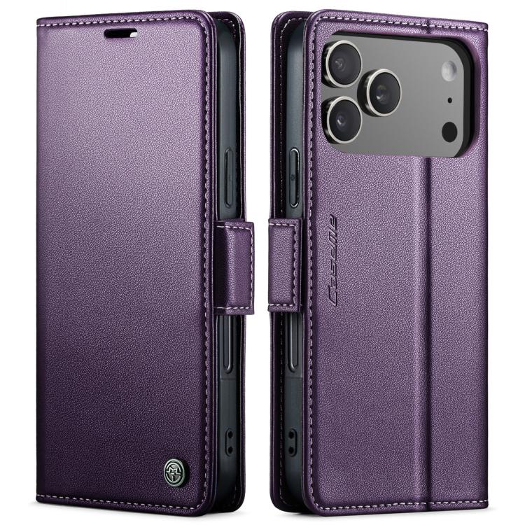For iPhone 17 Pro CaseMe 023 Butterfly Buckle Litchi Texture RFID Anti-theft Leather Phone Case(Purple) by CaseMe