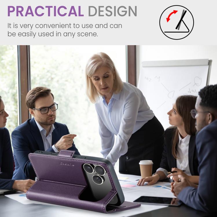 For iPhone 17 Pro CaseMe 023 Butterfly Buckle Litchi Texture RFID Anti-theft Leather Phone Case(Purple) by CaseMe