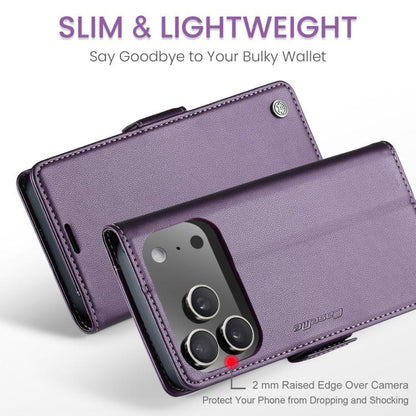 For iPhone 17 Pro CaseMe 023 Butterfly Buckle Litchi Texture RFID Anti-theft Leather Phone Case(Purple) by CaseMe