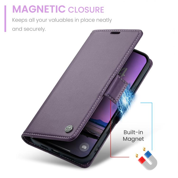 For iPhone 17 Pro CaseMe 023 Butterfly Buckle Litchi Texture RFID Anti-theft Leather Phone Case(Purple) by CaseMe