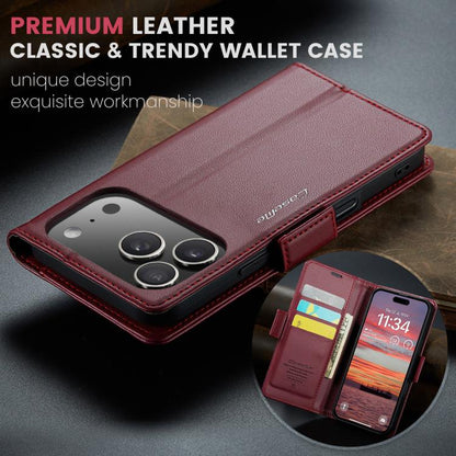 For iPhone 17 Pro Max CaseMe 023 Butterfly Buckle Litchi Texture RFID Anti-theft Leather Phone Case(Red) by CaseMe