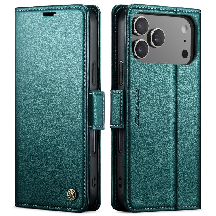 For iPhone 17 Pro Max CaseMe 023 Butterfly Buckle Litchi Texture RFID Anti-theft Leather Phone Case(Green) by CaseMe