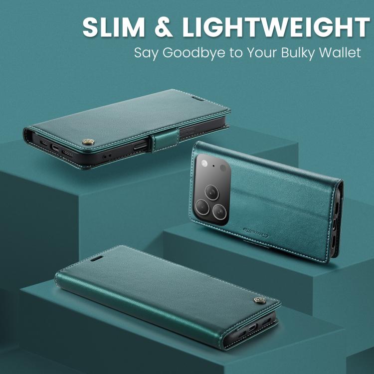 For iPhone 17 Pro Max CaseMe 023 Butterfly Buckle Litchi Texture RFID Anti-theft Leather Phone Case(Green) by CaseMe