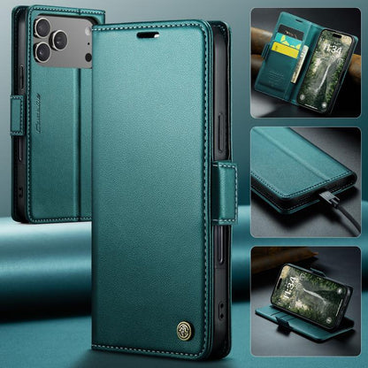 For iPhone 17 Pro Max CaseMe 023 Butterfly Buckle Litchi Texture RFID Anti-theft Leather Phone Case(Green) by CaseMe