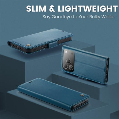 For iPhone 17 Pro Max CaseMe 023 Butterfly Buckle Litchi Texture RFID Anti-theft Leather Phone Case(Blue) by CaseMe