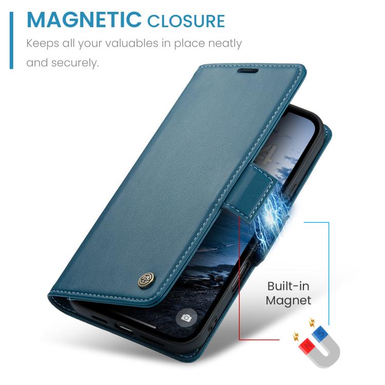 For iPhone 17 Pro Max CaseMe 023 Butterfly Buckle Litchi Texture RFID Anti-theft Leather Phone Case(Blue) by CaseMe
