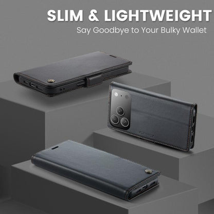 For iPhone 17 Pro Max CaseMe 023 Butterfly Buckle Litchi Texture RFID Anti-theft Leather Phone Case(Black) by CaseMe