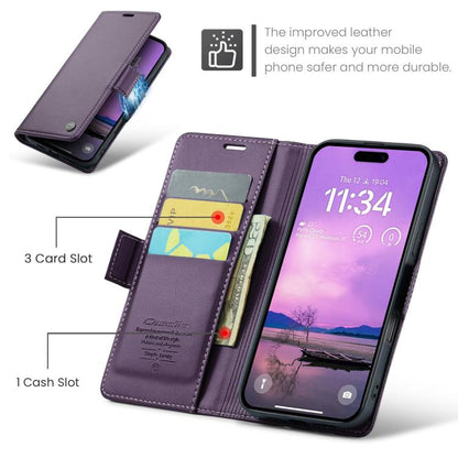For iPhone 17 Pro Max CaseMe 023 Butterfly Buckle Litchi Texture RFID Anti-theft Leather Phone Case(Purple) by CaseMe