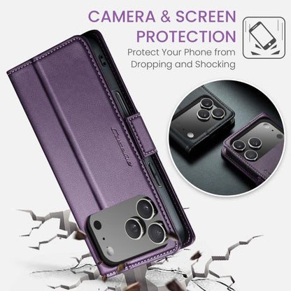 For iPhone 17 Pro Max CaseMe 023 Butterfly Buckle Litchi Texture RFID Anti-theft Leather Phone Case(Purple) by CaseMe
