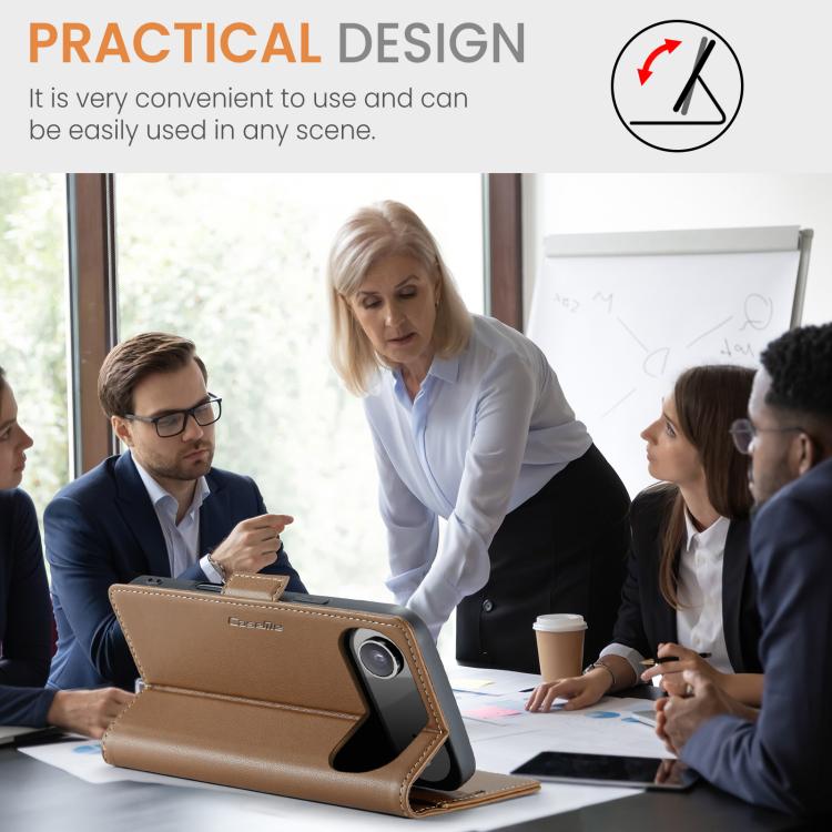 For iPhone Air CaseMe 023 Butterfly Buckle Litchi Texture RFID Anti-theft Leather Phone Case(Brown) by CaseMe