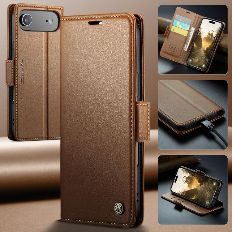 For iPhone Air CaseMe 023 Butterfly Buckle Litchi Texture RFID Anti-theft Leather Phone Case(Brown) by CaseMe